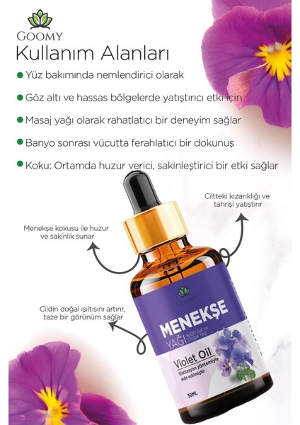 Menekşe Yağı Distilasyon Doğal Bitkisel Uçucu Yağ Violet Oil 30ml