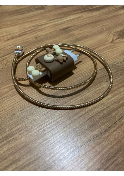 Apple Iphone Şarj Kılıfı Koruyucu Adaptörü Koruma Kablo Koruyucu 3'lüset Iphone 18-20W Usb-C Uyumlu Figürlü Ayıcıklı Dayanıklı