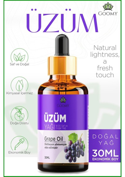 Üzüm Çekirdeği Yağı Soğuk Sıkım Doğal Bitkisel Sabit Yağ Grape Seed Oil 30ml