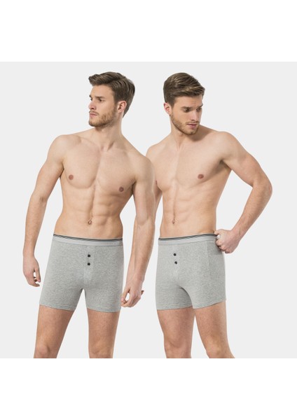 Erkek Likralı Düğmeli Boxer (2'li Paket) 135/GRI