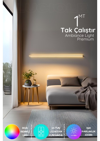 Rgb Tak Çalıştır Kumandalı LED Strip Tube Lambader Elite