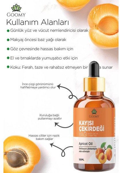 Kayısı Çekirdeği Yağı Soğuk Sıkım Doğal Bitkisel Sabit Yağ Apricot Kernel Oil 100ml