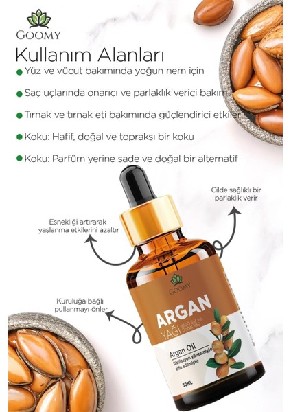 Argan Yağı Soğuk Sıkım 30 ml Saf ve Doğal Argania Spinosa Oil