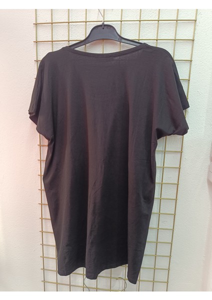 Büyük Beden Esnek Kumaş Bisiklet Yakalı Ön Baskılı Bluz fiyatları