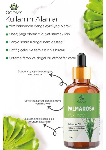Palmarosa Uçucu Yağı 100ml Doğal Bitkisel Palmarosa Oil
