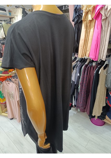 Büyük Beden Esnek Kumaş Bisiklet Yakalı Ön Baskılı Bluz indirimleri