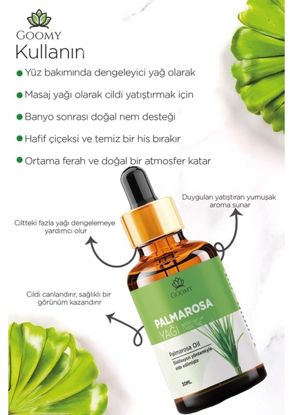 Palmarosa Uçucu Yağı 30ml Doğal Bitkisel Palmarosa Oil