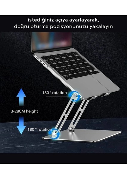 Tablet ve Telefon Tutucu,standı 360 Derece Dönebilen Metal Büyük Boy Masa Üstü Stant Tutucu