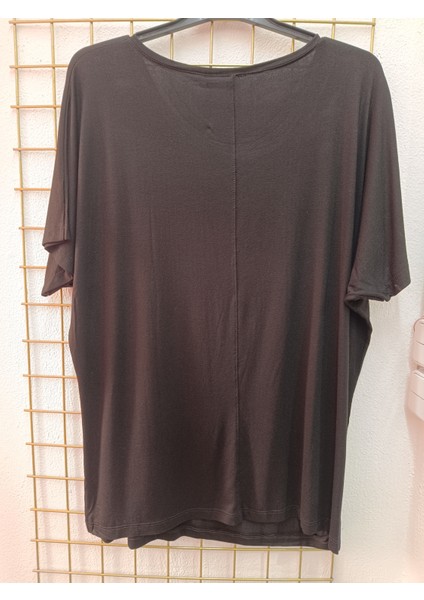 Büyük Beden Tüy Desenli Taşlı Esnek Bisiklet Yakalı Ön Baskılı Bluz fiyatları