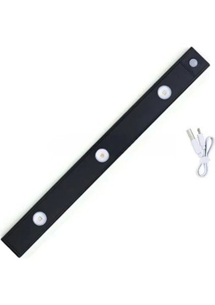 Dekoratif Gece Lambası - USB Şarjlı LED Aydınlatma Siyah 40 cm