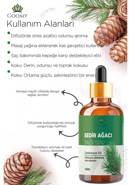 Sedir Ağacı Uçucu Yağı 100 ml Saf ve Doğal Cedarwood Essential Oil
