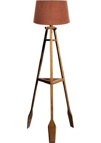 Remi 3 Ayaklı Tripod Lambader Naturel Ahşap Köşe Lambası Abajur