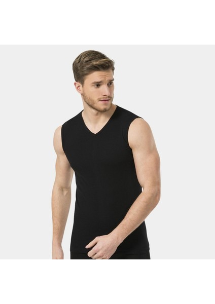 Erkek Spor V Yaka Atlet (2'li Paket) 158/SIYAH fırsatları