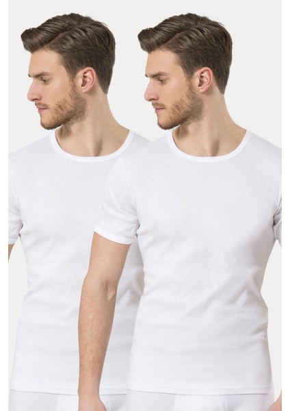 Erkek Ribana O Yaka Fanila (2'li Paket) 102/BEYAZ
