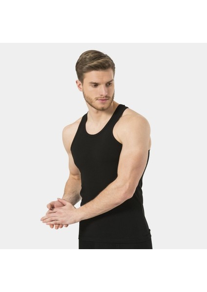 Erkek Halter Yaka Likralı Spor Atlet 171/SIYAH