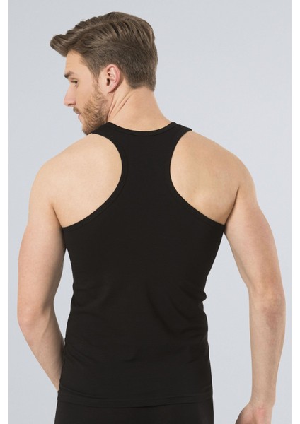 Erkek Halter Yaka Likralı Spor Atlet 171/SIYAH
