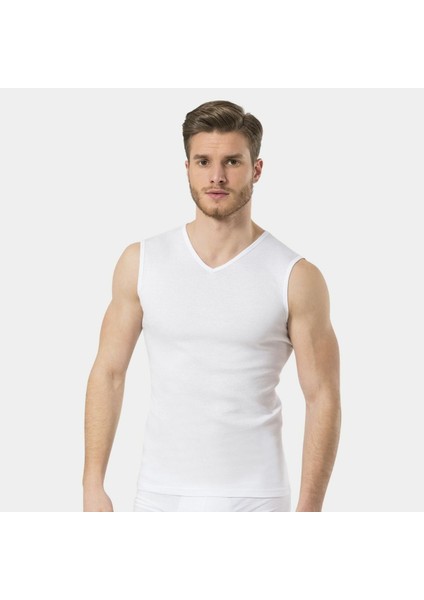 Erkek Spor V Yaka Atlet (2'li Paket) 158/BEYAZ modelleri