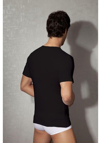 Erkek Pamuklu V Yaka Kısa Kol T Shirt 2810 fırsatları