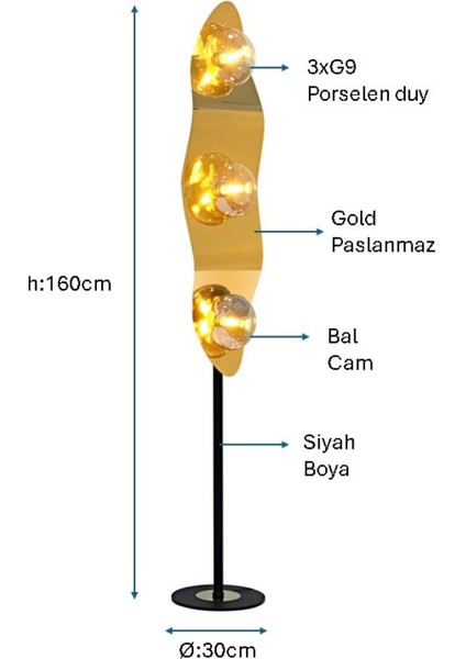 Siyah Boyalı Modern Lambader PLC-1206-L-BSY