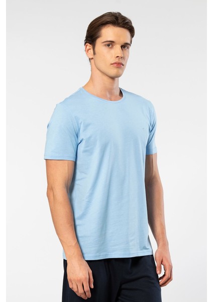 Erkek Bisiklet Yaka T-Shirt 2169/AÇIK Mavi modelleri