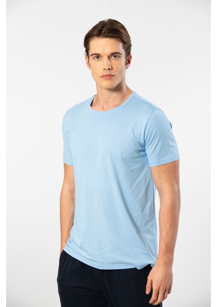 Erkek Bisiklet Yaka T-Shirt 2169/AÇIK Mavi fırsatları