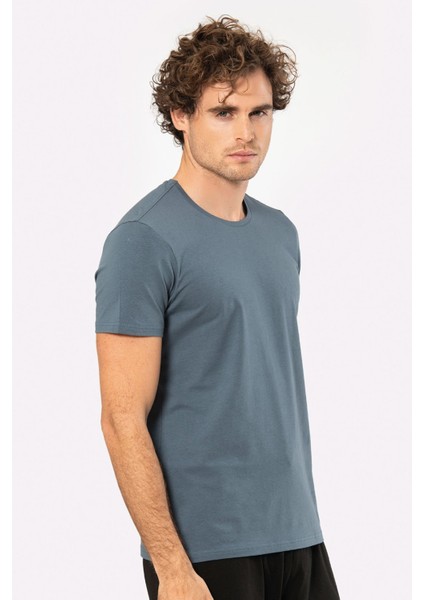 Erkek Bisiklet Yaka Likralı T-Shirt 1331/MAVİ modelleri