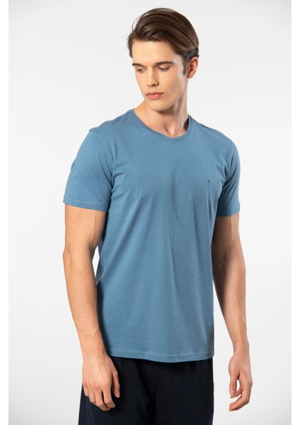 Erkek Bisiklet Yaka T-Shirt 2169/İNDIGO