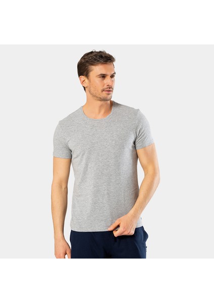 Erkek Bisiklet Yaka Likralı T-Shirt 1331/GRI