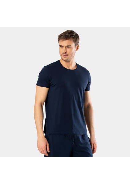 Erkek Bisiklet Yaka T-Shirt (Slim Fit) 2169/LACIVERT indirimleri