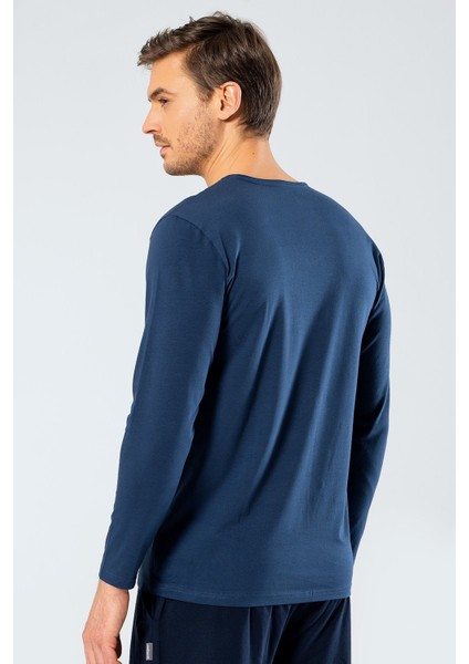 Erkek V Yaka Uzun Kollu T-Shirt 1334/İNDIGO modelleri