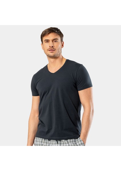 Erkek V Yaka Likralı T-Shirt 1332/OLIVE fiyatları