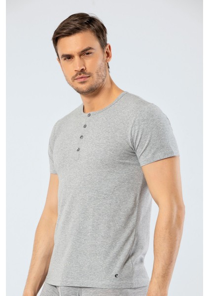 Erkek Bisiklet Yaka Düğmeli T-Shirt 1308/GRI fiyatları