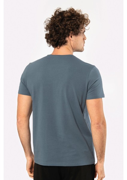Erkek Bisiklet Yaka Likralı T-Shirt 1331/MAVİ fırsatları