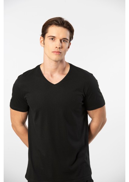 Erkek V Yaka T-Shirt 2170/SIYAH indirimleri