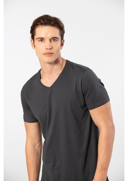 Erkek V Yaka T-Shirt 2170/ANTRASIT