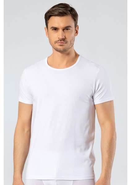 - Bisiklet Yaka T-Shirt 1305/BEYAZ