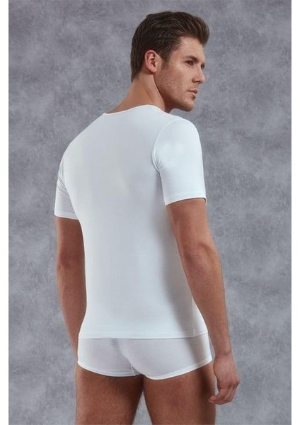 Erkek Modal Derin V Yaka Kısa Kol T Shirt 2820