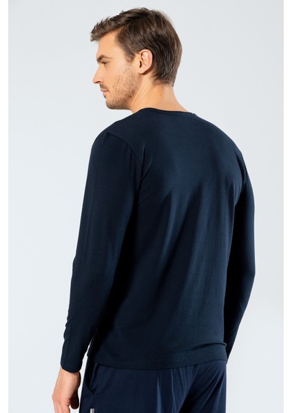 Erkek V Yaka Uzun Kollu T-Shirt 1334/LACIVERT modelleri