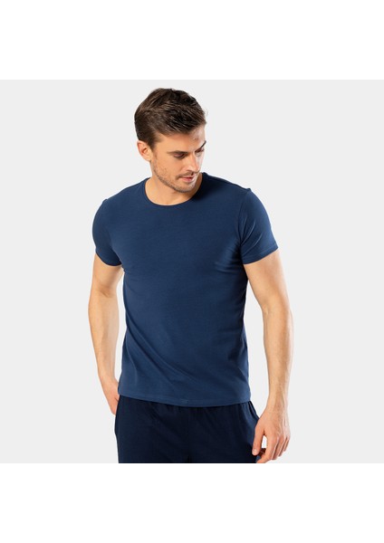 Erkek Bisiklet Yaka Likralı T-Shirt 1331/İNDIGO fiyatları