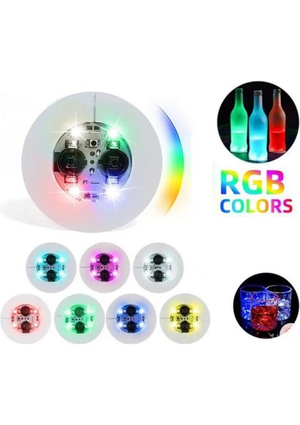Parti LED Şişe Bardak Etiketi 6 cm 6 Led’li 7 Renk + Renk Döngüsü