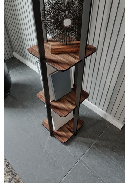 Luna Ahşap Raflı Leaf Modern Dekoratif Lambader