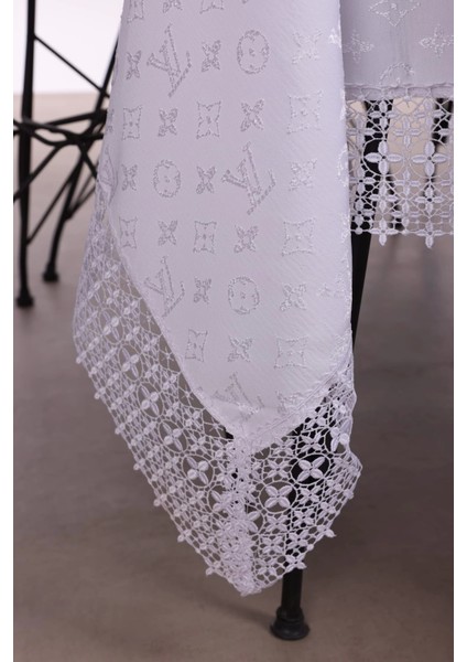L.v Vuitton Masa Örtüsü 160*220 cm "brode Güpürlü" Kdk Iplik Özel Jakar Dokuma Dertsiz Leke Tutmaz Özel Kutulu