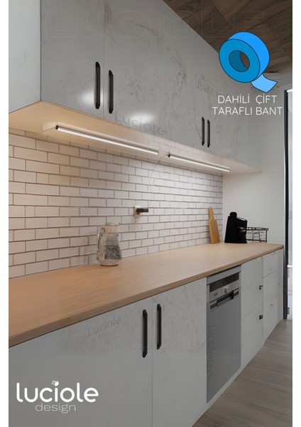 Mutfak Tezgah Altı LED Işık Bar Aç Kapa Beyaz Yapışkanlı 1 Metre - Lambader Lbeyaz1