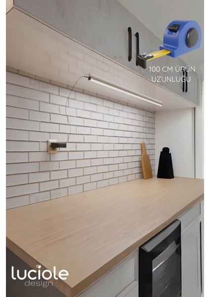 Mutfak Tezgah Altı LED Işık Bar Aç Kapa Beyaz Yapışkanlı 1 Metre - Lambader Lbeyaz1