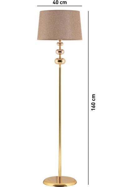 Flora Gold Lambader Bej Başlık, Siyah Küre Detaylı Metal Lambader