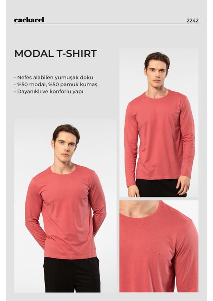 Erkek Modal Pamuk Bisiklet Yaka T-Shirt 2242/MERCAN fiyatları