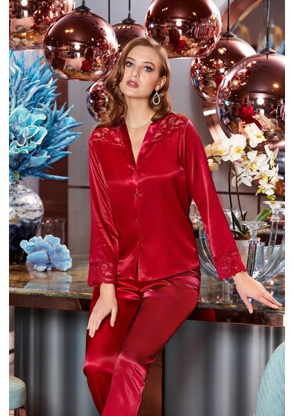 S295 Büyük Beden Dantelli Saten 6'lı Gecelik Set