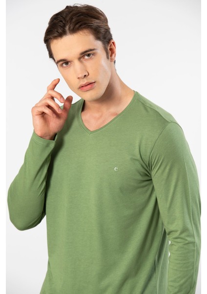 Erkek Modal Pamuk V Yaka T-Shirt 2243/YEŞIL modelleri