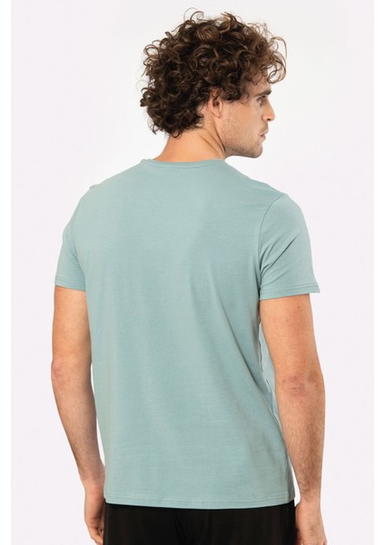 Erkek Bisiklet Yaka Likralı T-Shirt 1331/YEŞİL1 fırsatları