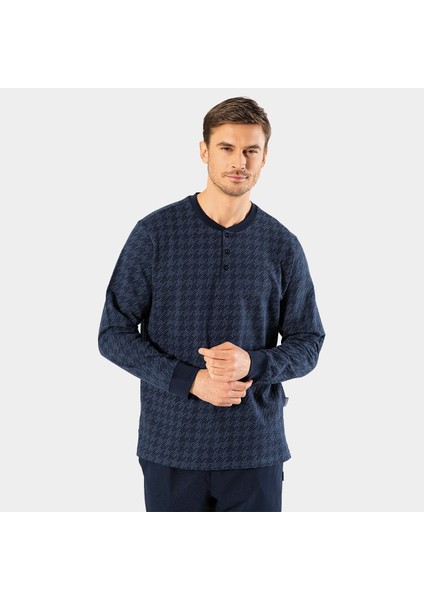 Erkek Jakarlı Noktalı Patlı Pijama Takım 2197/LACIVERT